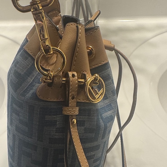 Fendi Blue and Tan Mini Bucket Bag - Picture 2 of 10
